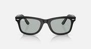 Ray-Ban Wayfarer sunglasses, black frame with light gray lenses, front view