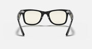 Ray-Ban Wayfarer sunglasses with black frames and light-tinted lenses, front view