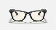 Ray-Ban Wayfarer sunglasses with black frames and light-tinted lenses, front view