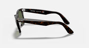 Ray-Ban wayfarer sunglasses, tortoise frame side profile with green tinted lens
