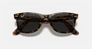 Ray-Ban Original Wayfarer sunglasses with tortoiseshell frame and dark lenses, top view