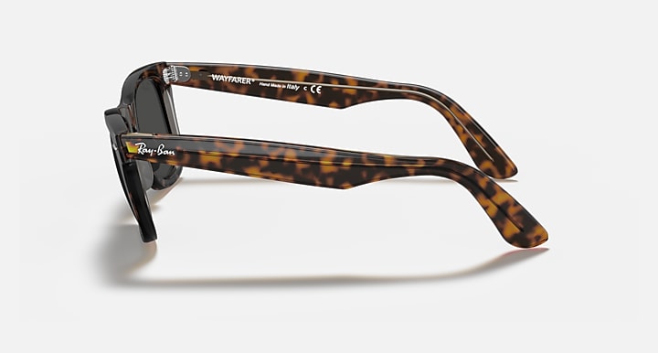 Ray-Ban Original Wayfarer sunglasses, tortoiseshell frame with dark lenses, angled side