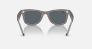 Ray-Ban Wayfarer sunglasses with clear grey frame and dark lenses, front view