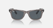 Ray-Ban Wayfarer sunglasses, clear grey frame with dark lenses, front view