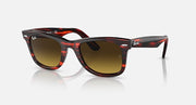 Ray-Ban Wayfarer sunglasses with dark amber lenses and tortoiseshell red-brown frames