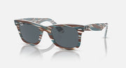 Ray-Ban Wayfarer sunglasses with dark lenses and brown tortoise-style frame