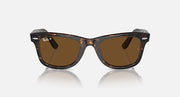 Tortoise Wayfarer sunglasses with brown lenses, front angled