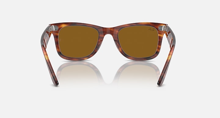 Tortoise Wayfarer sunglasses with brown lenses, straight-on front view