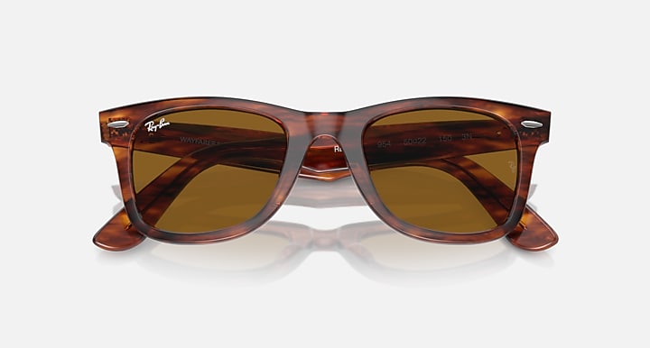 Tortoise Wayfarer sunglasses with brown lenses, front view with slight top angle