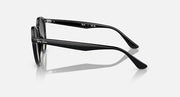 Ray-Ban round sunglasses, black frame side view with dark tint lenses