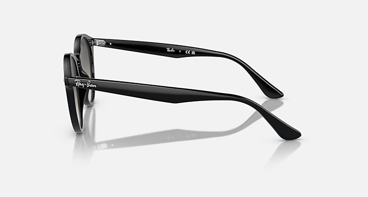 Ray-Ban round sunglasses, black frame side view with dark tint lenses