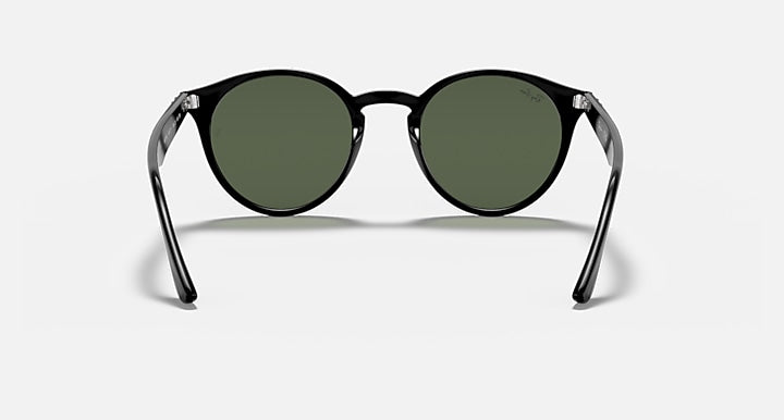 Round sunglasses with clear-dark frame and dark green lenses