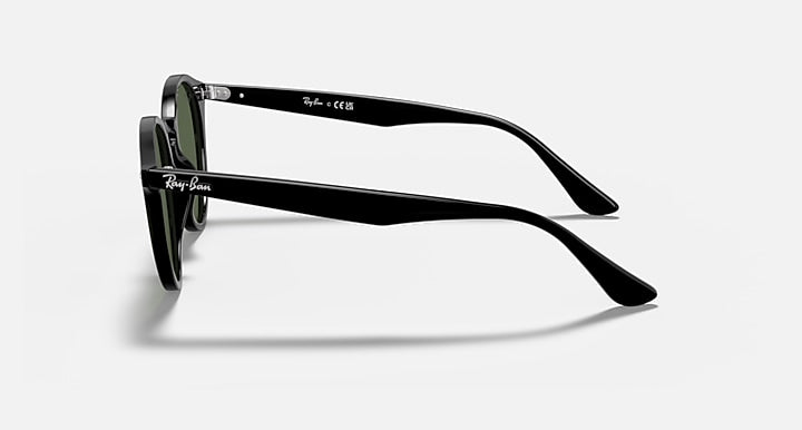 Black round sunglasses, side view with dark lens and slim temple