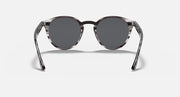 Ray-Ban round dark tortoiseshell sunglasses with dark gray lenses and curved bridge