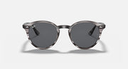 Ray-Ban round dark tortoiseshell sunglasses with dark gray lenses and metal rivets