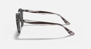 Ray-Ban tortoiseshell sunglasses side view with dark lenses and metal temple arm detail
