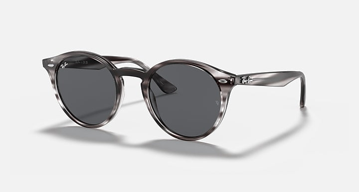Ray-Ban round tortoiseshell sunglasses with dark gray lenses and slim metal temples