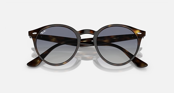 Ray-Ban round sunglasses with dark brown frame and mirrored dark gradient lenses