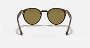 Ray-Ban round sunglasses with tortoiseshell frame and olive-brown lenses, front view