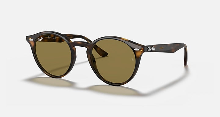 Ray-Ban round sunglasses with tortoiseshell frame and olive-brown lenses