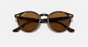 Ray-Ban round sunglasses with tortoiseshell frame and brown-olive lenses, front view