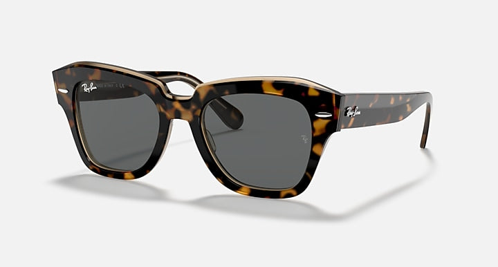RB2186 sunglasses with tortoiseshell frames and dark lenses, front view