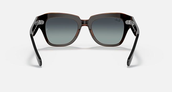 Ray-Ban State Street RB2186 sunglasses, brown frame with dark blue lenses