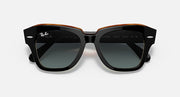 Ray-Ban State Street RB2186 sunglasses, dark frame with gray-blue lenses