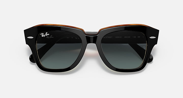 Ray-Ban State Street RB2186 sunglasses, dark frame with gray-blue lenses