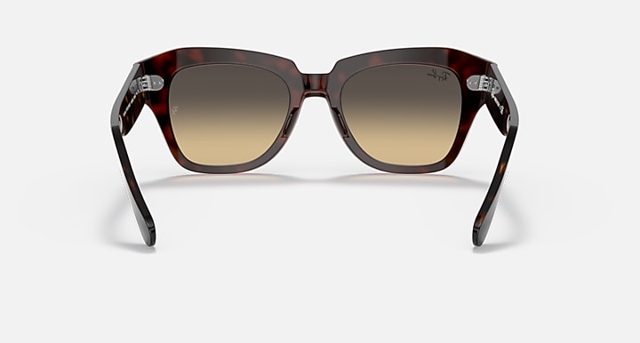 Ray-Ban State Street sunglasses front view with tortoiseshell frame and dark lenses