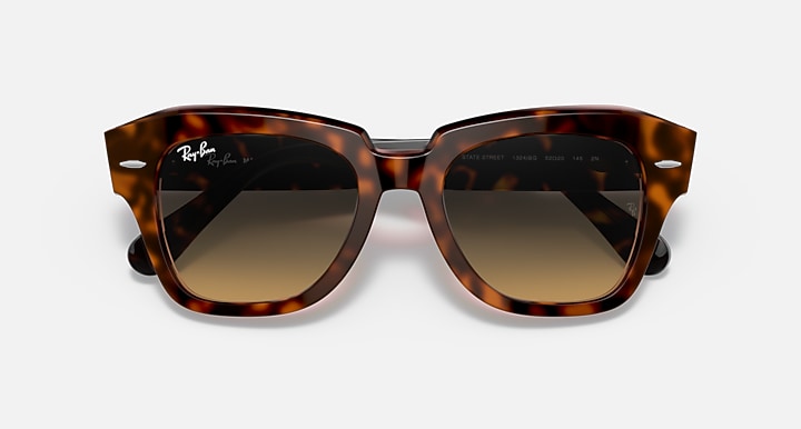 Ray-Ban State Street sunglasses with tortoiseshell frame and tan gradient lenses