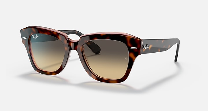Ray-Ban State Street sunglasses with tortoiseshell frame and brown gradient lenses
