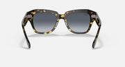 Tortoiseshell square sunglasses with dark grey lenses and thick arms, front view