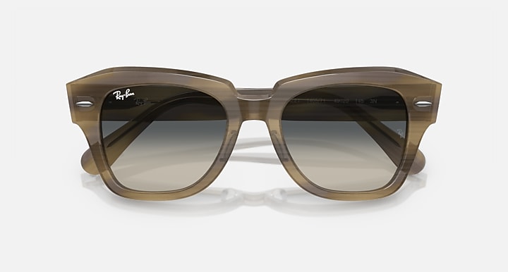Ray-Ban State Street RB2186 sunglasses front view, dark brown frame with dark lenses