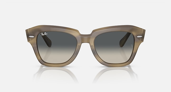 Ray-Ban State Street RB2186 sunglasses front view, brown frame with dark tinted lenses