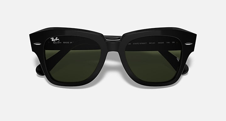 Ray-Ban State Street RB2186 sunglasses, black frame with dark green lenses