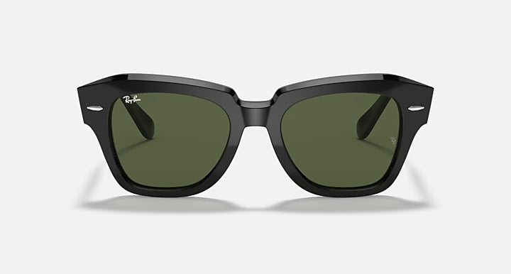 Ray-Ban State Street RB2186 sunglasses, black frame with green-tinted lenses