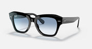 Ray-Ban State Street sunglasses with black frame and blue tinted gradient lenses