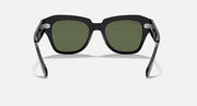 RB2186 sunglasses with dark frames and dark green lenses, front view