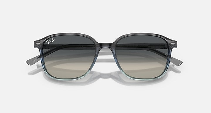 Ray-Ban Leonard low bridge fit sunglasses, smoky dark lenses with blue-gray round frames