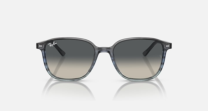 Ray-Ban Leonard low bridge fit sunglasses, blue-gray frame with smoky dark lenses