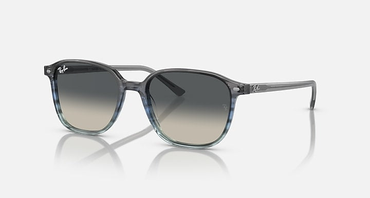 Ray-Ban Leonard low bridge fit sunglasses, dark gray lenses with blue-gray frame