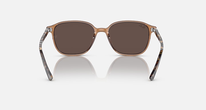 Ray-Ban Leonard low bridge fit sunglasses, dark lenses with tortoise-patterned temples