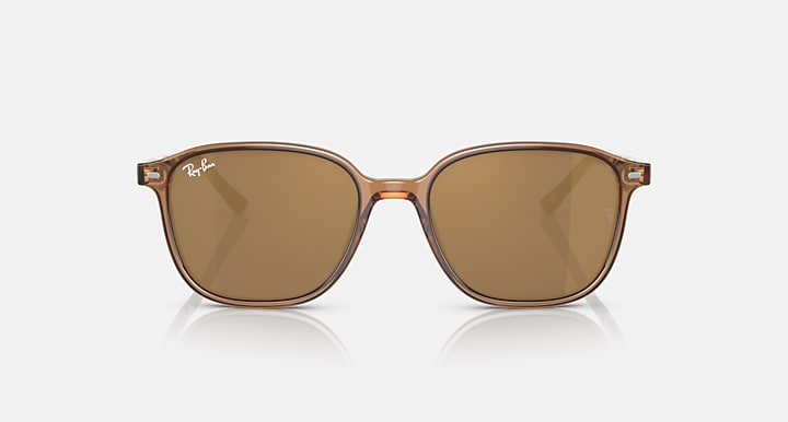 Ray-Ban Leonard low bridge fit sunglasses, transparent brown frame with dark brown lenses