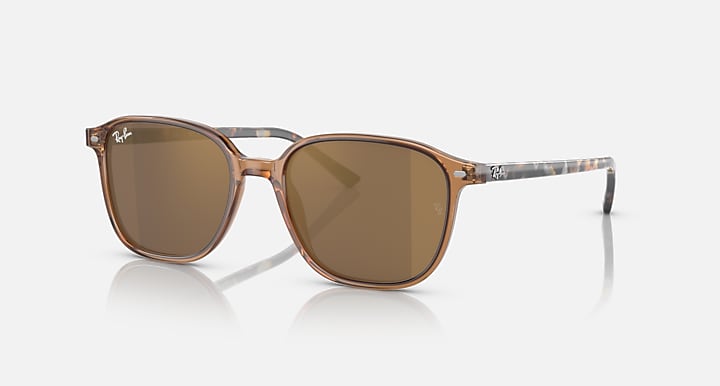 Ray-Ban Leonard low bridge fit sunglasses, transparent brown frame with amber tinted lenses