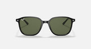 Leonard sunglasses with black frame and dark green lenses, full front view