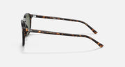 Leonard sunglasses side profile with tortoise temples and dark green lens
