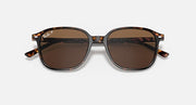 Ray-Ban Leonard RB2193 sunglasses with brown tinted lenses and tortoise frame, angled