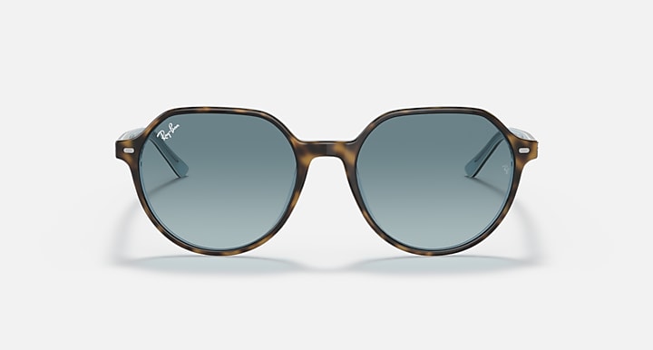 Ray-Ban Thalia sunglasses, round tortoiseshell frame with dark teal lenses