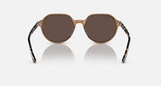 Ray-Ban Thalia RB2195 round sunglasses with dark brown lenses and tortoise-pattern arms